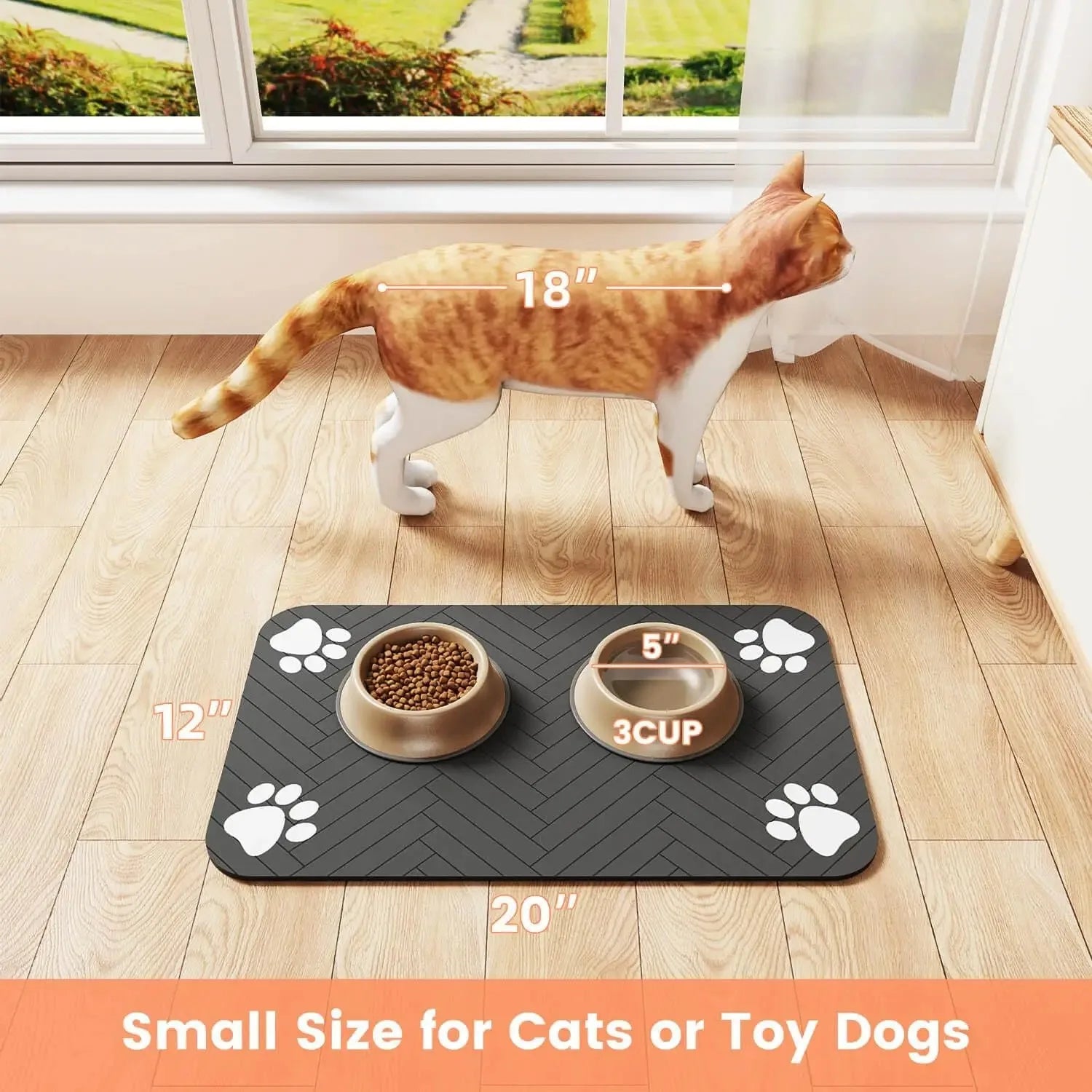 Tapis d'alimentation pour animaux - Tapis absorbant pour gamelles d'eau et de nourriture pour chiens et chats, avec dos en caoutchouc et séchage rapide, imperméable