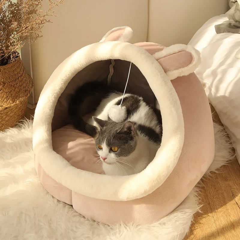 Lit pour chat Deep Sleep, lit pour animaux de compagnie pliable, amovible et lavable, lit pour petits chiens, tapis et sac de couchage en forme de grotte