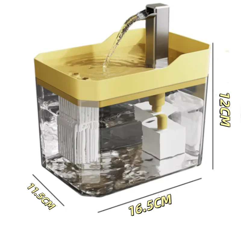 Fontaine à eau USB pour chats avec filtre automatique, distributeur transparent anti-surchauffe et recirculation, pompe incluse.