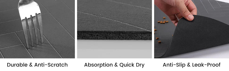 Tapis d'alimentation pour animaux - Tapis absorbant pour gamelles d'eau et de nourriture pour chiens et chats, avec dos en caoutchouc et séchage rapide, imperméable