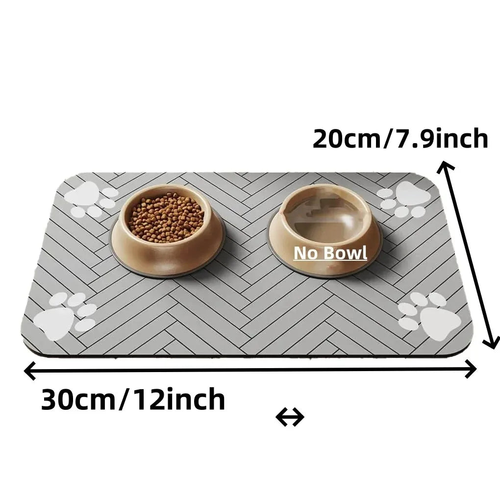 Tapis d'alimentation pour animaux - Tapis absorbant pour gamelles d'eau et de nourriture pour chiens et chats, avec dos en caoutchouc et séchage rapide, imperméable