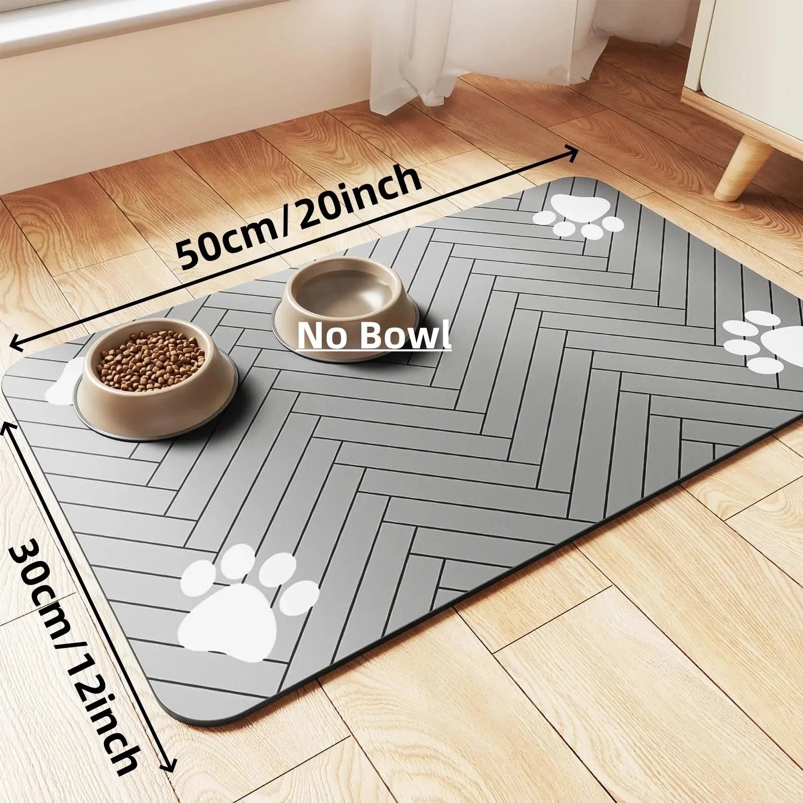 Tapis d'alimentation pour animaux - Tapis absorbant pour gamelles d'eau et de nourriture pour chiens et chats, avec dos en caoutchouc et séchage rapide, imperméable