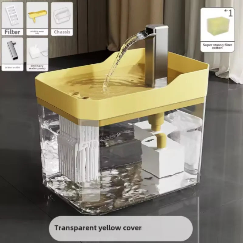 Fontaine à eau USB pour chats avec filtre automatique, distributeur transparent anti-surchauffe et recirculation, pompe incluse.