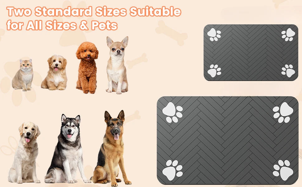 Tapis d'alimentation pour animaux - Tapis absorbant pour gamelles d'eau et de nourriture pour chiens et chats, avec dos en caoutchouc et séchage rapide, imperméable