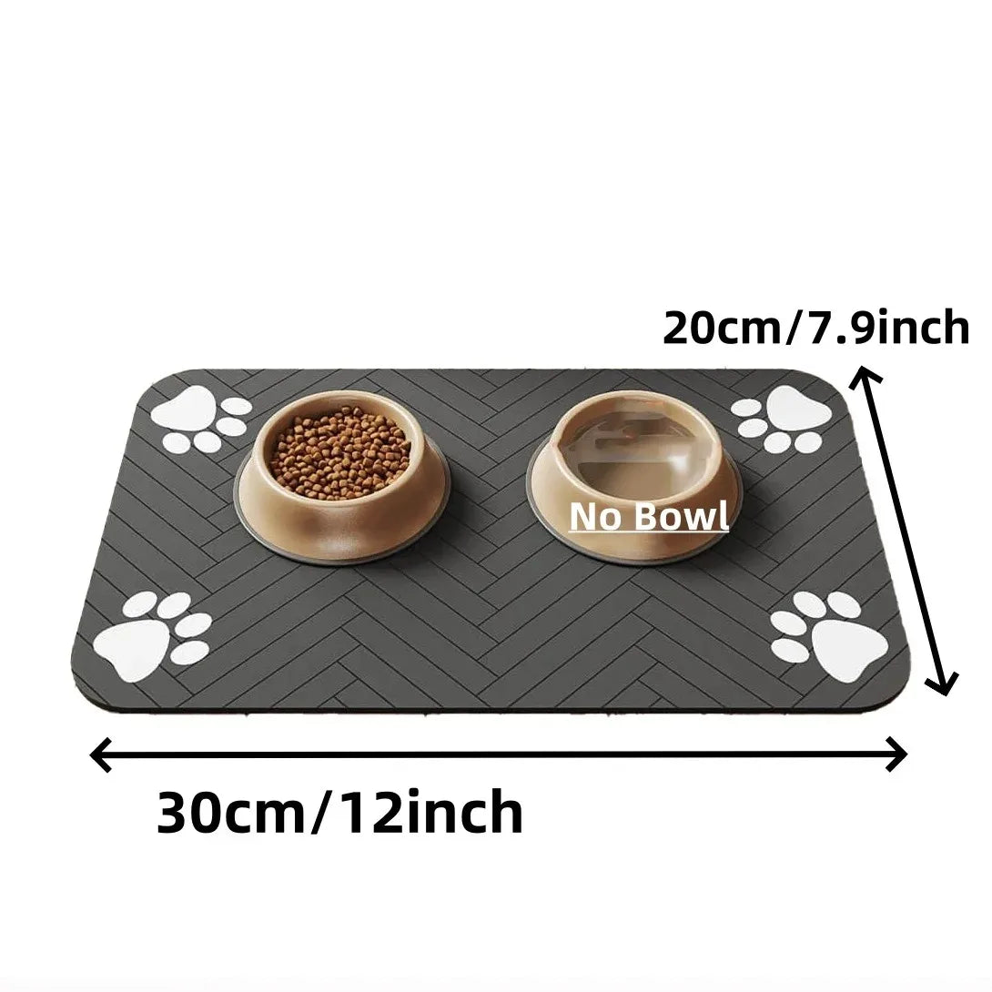 Tapis d'alimentation pour animaux - Tapis absorbant pour gamelles d'eau et de nourriture pour chiens et chats, avec dos en caoutchouc et séchage rapide, imperméable