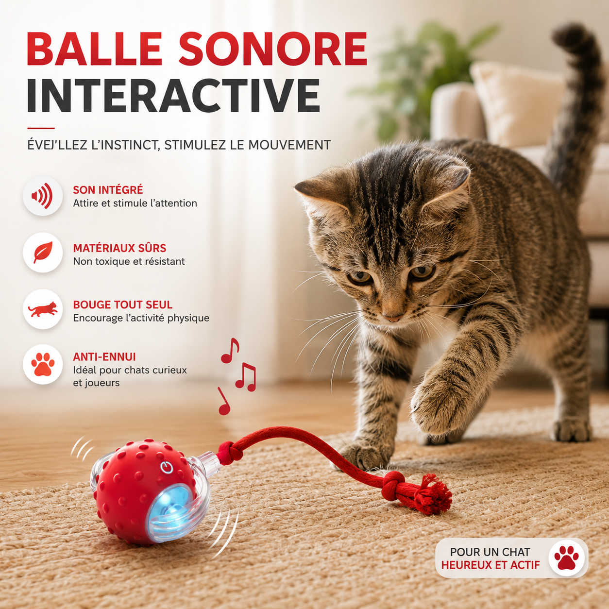 Félinova™ | Balle Interactive Intelligente Pour Chat
