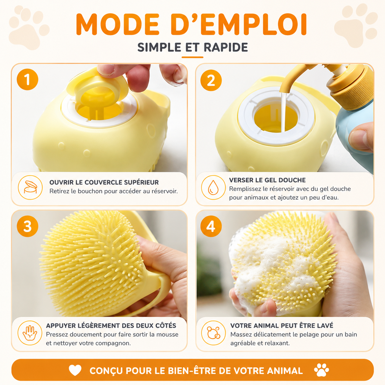 DoucePatte™ | Brosse de Bain Massante