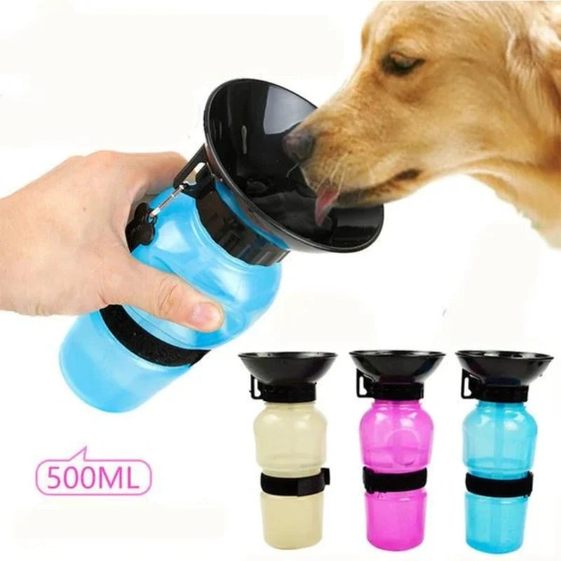 Bouteille d'eau portable de 500 ml pour chiens et chats, idéale pour les voyages. Grande gamelle d'abreuvement pour animaux de compagnie.