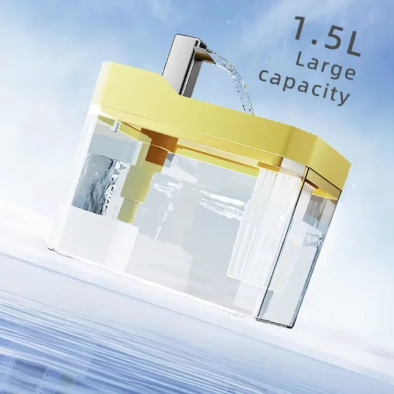 Fontaine à eau USB pour chats avec filtre automatique, distributeur transparent anti-surchauffe et recirculation, pompe incluse.