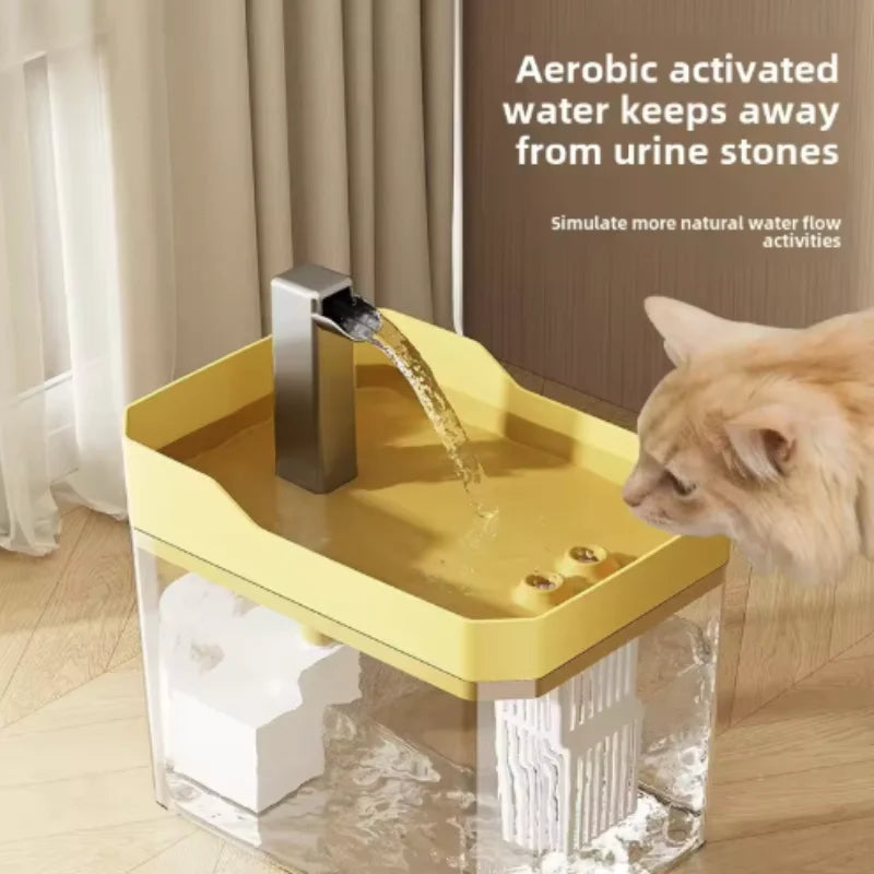 Fontaine à eau USB pour chats avec filtre automatique, distributeur transparent anti-surchauffe et recirculation, pompe incluse.