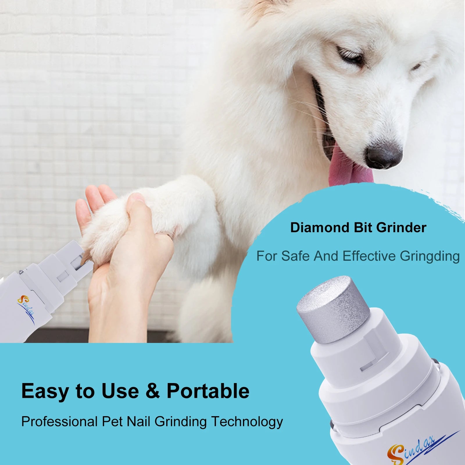 Lime à ongles électrique rechargeable USB pour chien, coupe-ongles et tondeuse pour animaux de compagnie, toilettage sans douleur, silencieuse, 2 vitesses