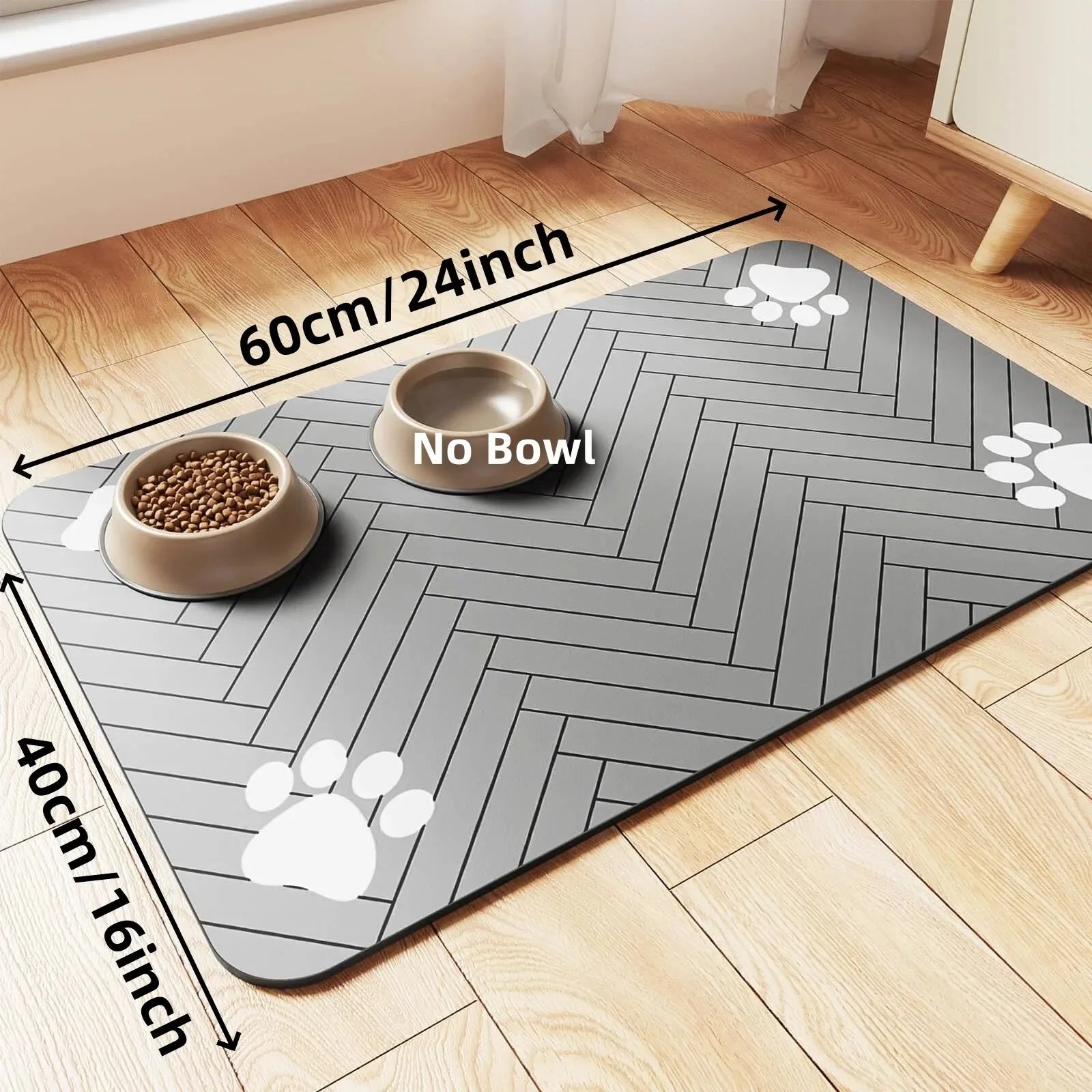 Tapis d'alimentation pour animaux - Tapis absorbant pour gamelles d'eau et de nourriture pour chiens et chats, avec dos en caoutchouc et séchage rapide, imperméable