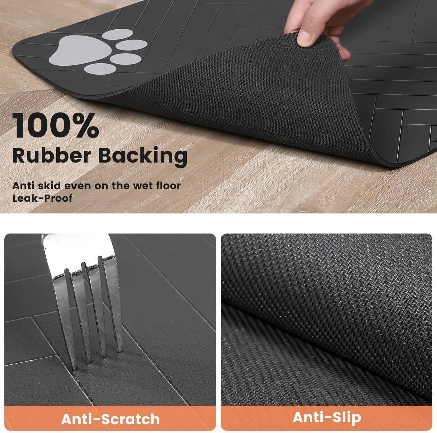 Tapis d'alimentation pour animaux - Tapis absorbant pour gamelles d'eau et de nourriture pour chiens et chats, avec dos en caoutchouc et séchage rapide, imperméable