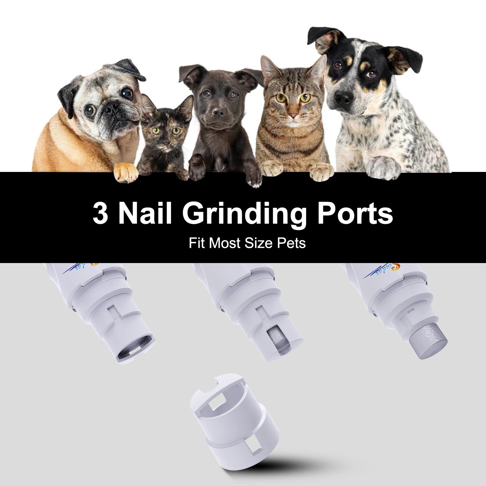 Lime à ongles électrique rechargeable USB pour chien, coupe-ongles et tondeuse pour animaux de compagnie, toilettage sans douleur, silencieuse, 2 vitesses