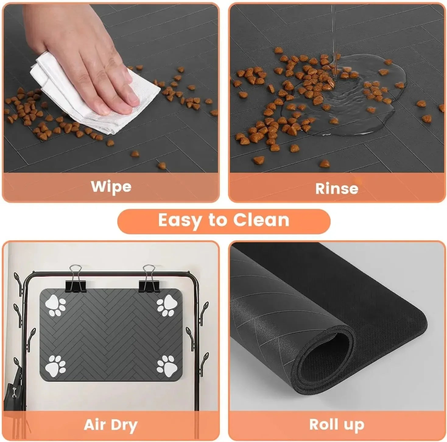 Tapis d'alimentation pour animaux - Tapis absorbant pour gamelles d'eau et de nourriture pour chiens et chats, avec dos en caoutchouc et séchage rapide, imperméable