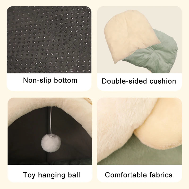 Lit pour chat Deep Sleep, lit pour animaux de compagnie pliable, amovible et lavable, lit pour petits chiens, tapis et sac de couchage en forme de grotte
