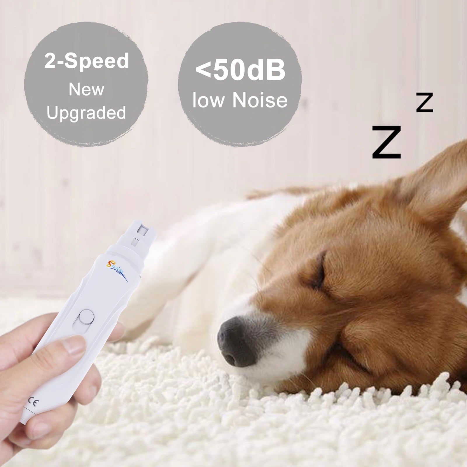 Lime à ongles électrique rechargeable USB pour chien, coupe-ongles et tondeuse pour animaux de compagnie, toilettage sans douleur, silencieuse, 2 vitesses