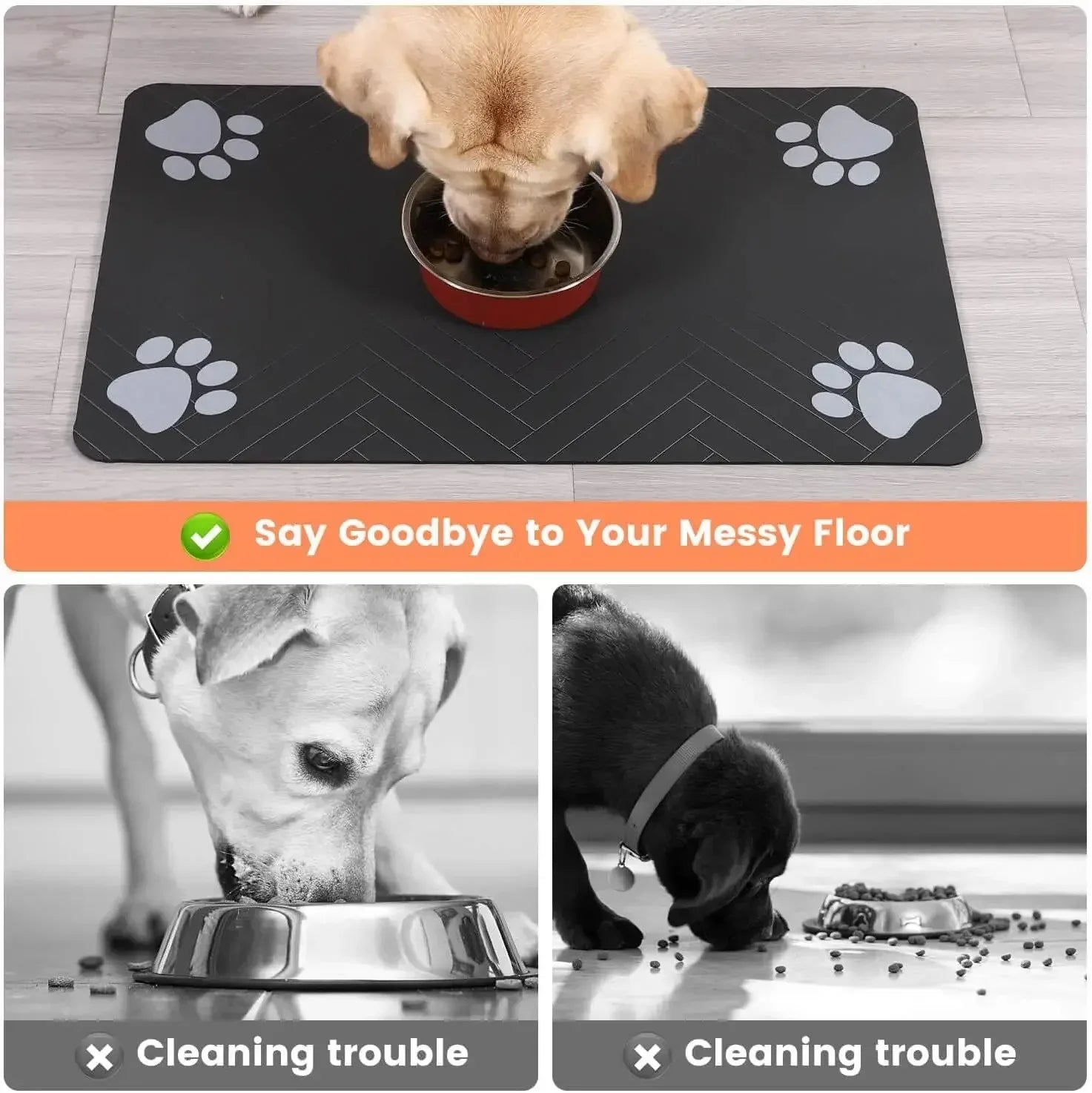 Tapis d'alimentation pour animaux - Tapis absorbant pour gamelles d'eau et de nourriture pour chiens et chats, avec dos en caoutchouc et séchage rapide, imperméable
