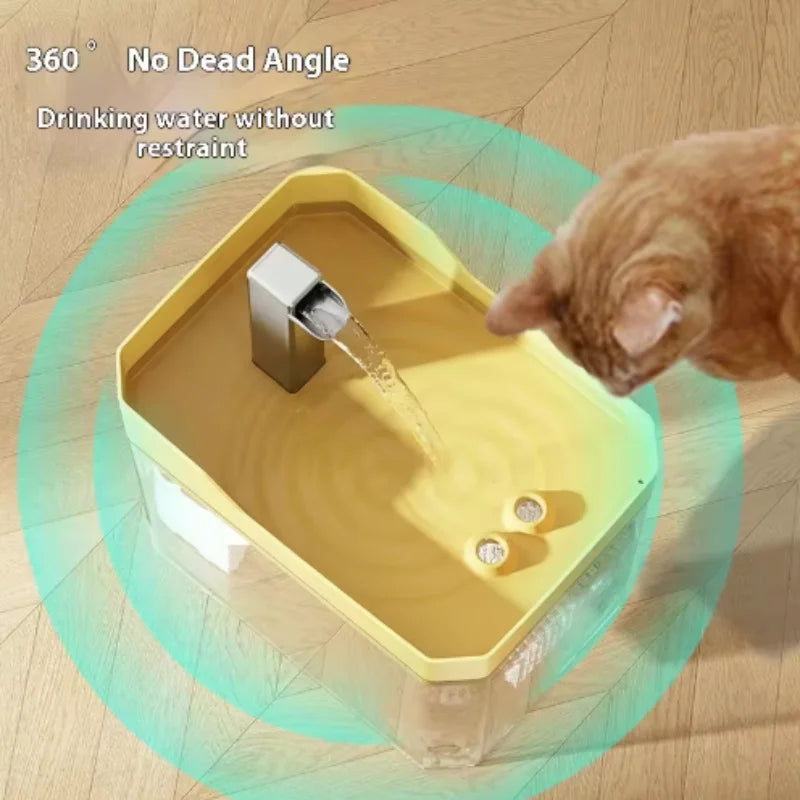 Fontaine à eau USB pour chats avec filtre automatique, distributeur transparent anti-surchauffe et recirculation, pompe incluse.